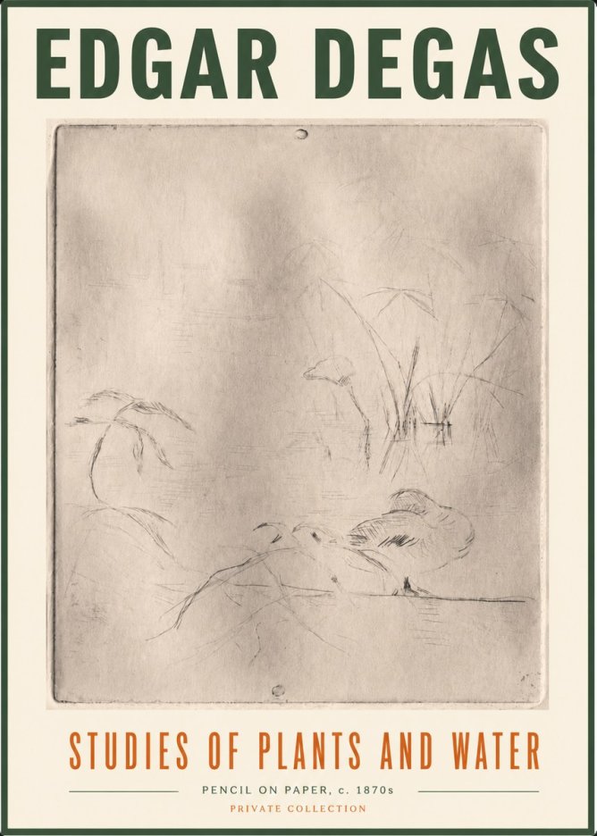 Edgar Degas Studies of Plants and Water No5 - Poszter