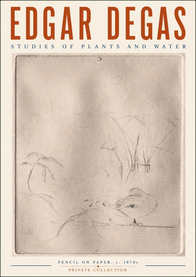 Edgar Degas Studies of Plants and Water No6 - Poszter