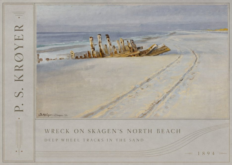 P.S. Krøyer Wreck on Skagen's North Beach. Deep Wheel Tracks in the Sand No2 - Poszter