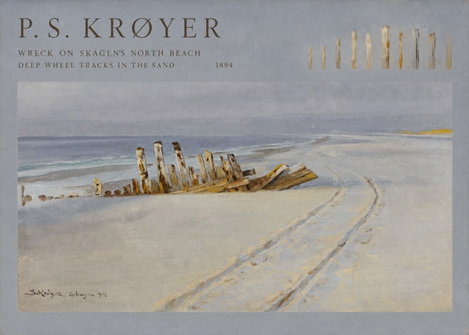 P.S. Krøyer Wreck on Skagen's North Beach. Deep Wheel Tracks in the Sand No4 - Poszter