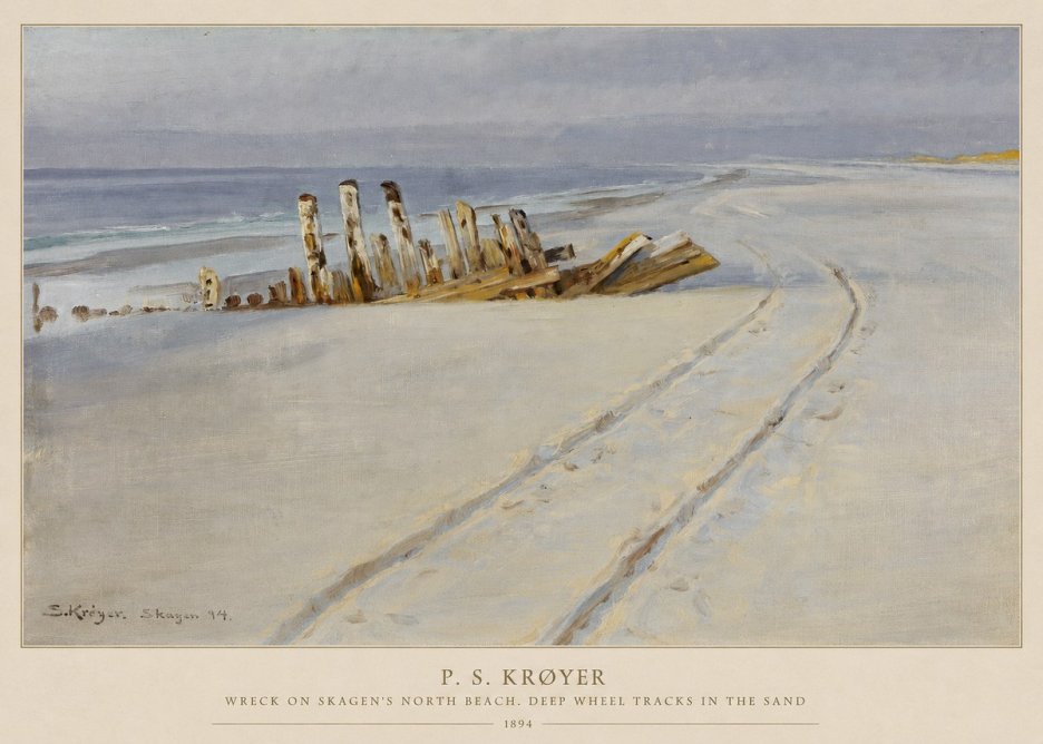P.S. Krøyer Wreck on Skagen's North Beach. Deep Wheel Tracks in the Sand No5 - Poszter