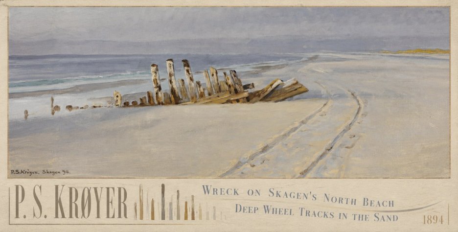 P.S. Krøyer Wreck on Skagen's North Beach. Deep Wheel Tracks in the Sand No6 - Poszter