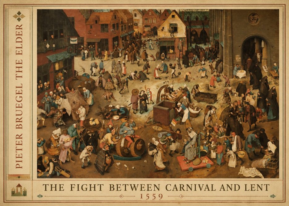 Pieter Bruegel The Fight Between Carnival and Lent III No2 - Poszter