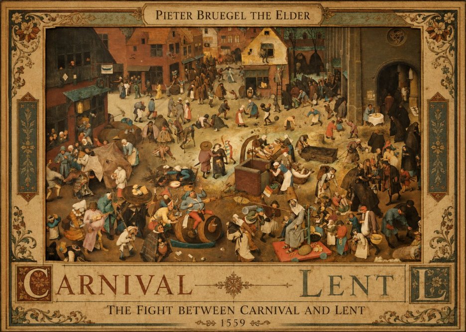 Pieter Bruegel The Fight Between Carnival and Lent III No3 - Poszter