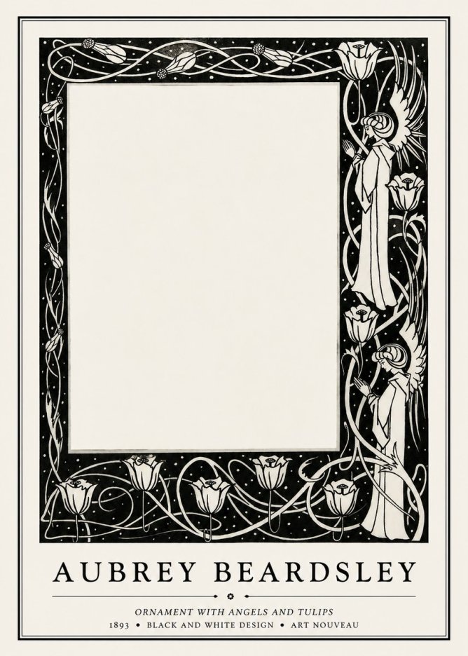 Aubrey Beardsley Ornament with Angels and Tulips No1 - Poszter
