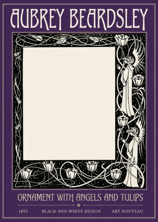 Aubrey Beardsley Ornament with Angels and Tulips No2 - Poszter