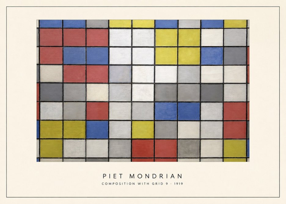Piet Mondrian Composition with Grid 9 No4 - Poszter