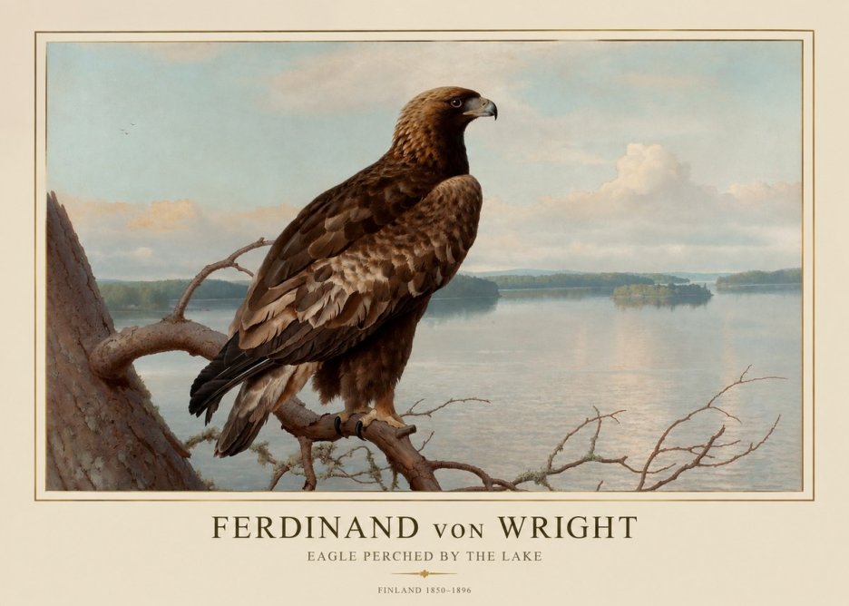 Ferdinand von Wright Eagle Perched by the Lake No1 - Poszter