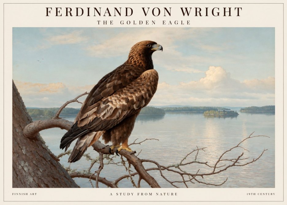 Ferdinand von Wright Eagle Perched by the Lake No2 - Poszter