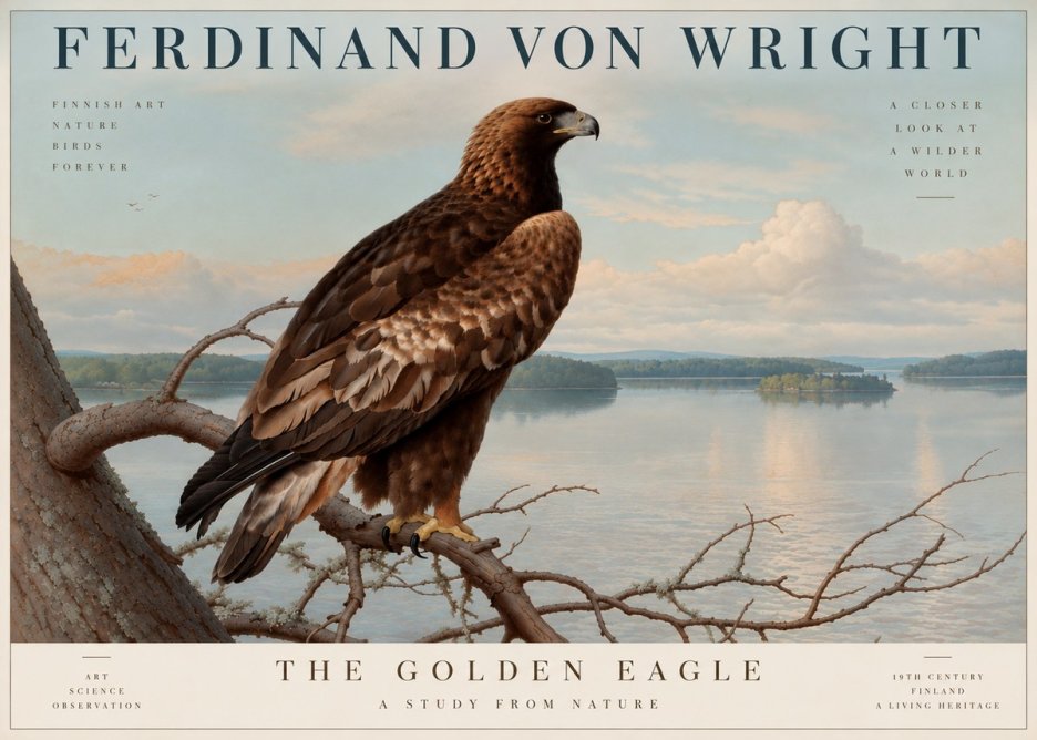 Ferdinand von Wright Eagle Perched by the Lake No5 - Poszter