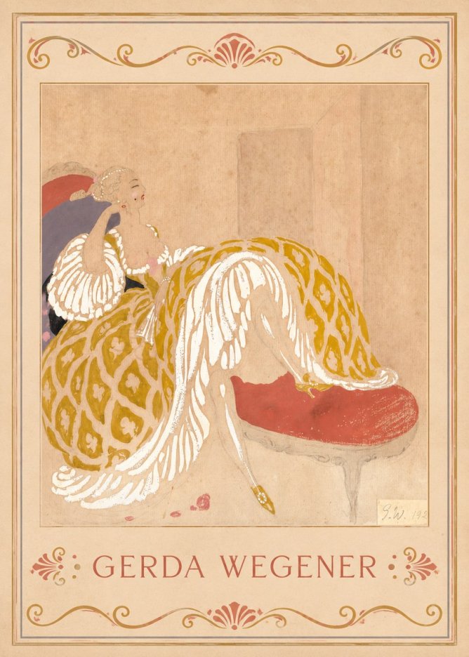 Gerda Wegener Woman in Yellow Dress No2 - Poszter