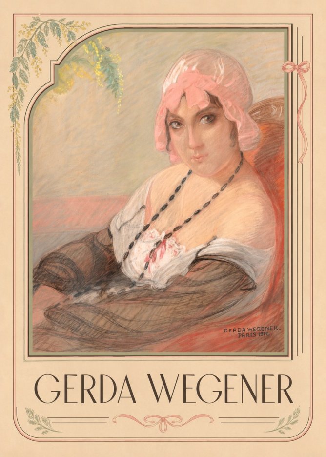 Gerda Wegener Woman in a Pink Bonnet No1 - Poszter