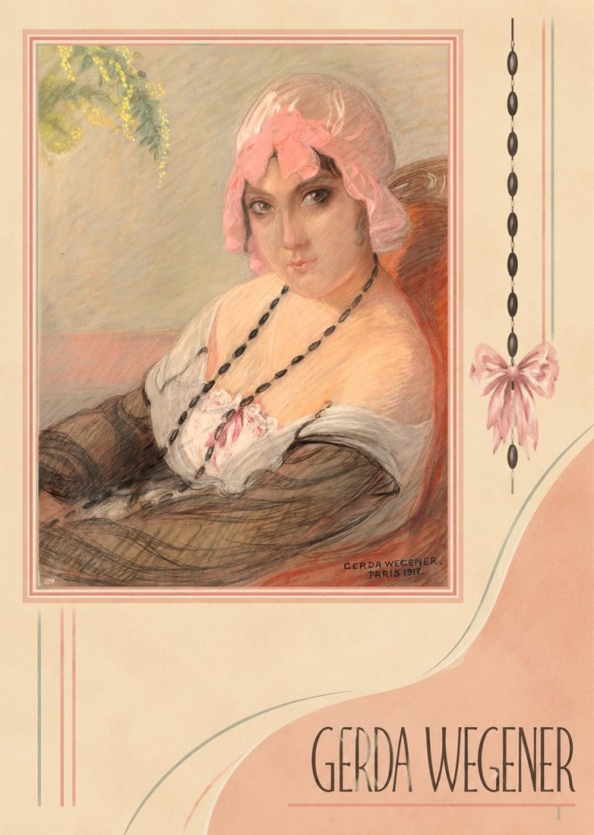 Gerda Wegener Woman in a Pink Bonnet No2 - Poszter