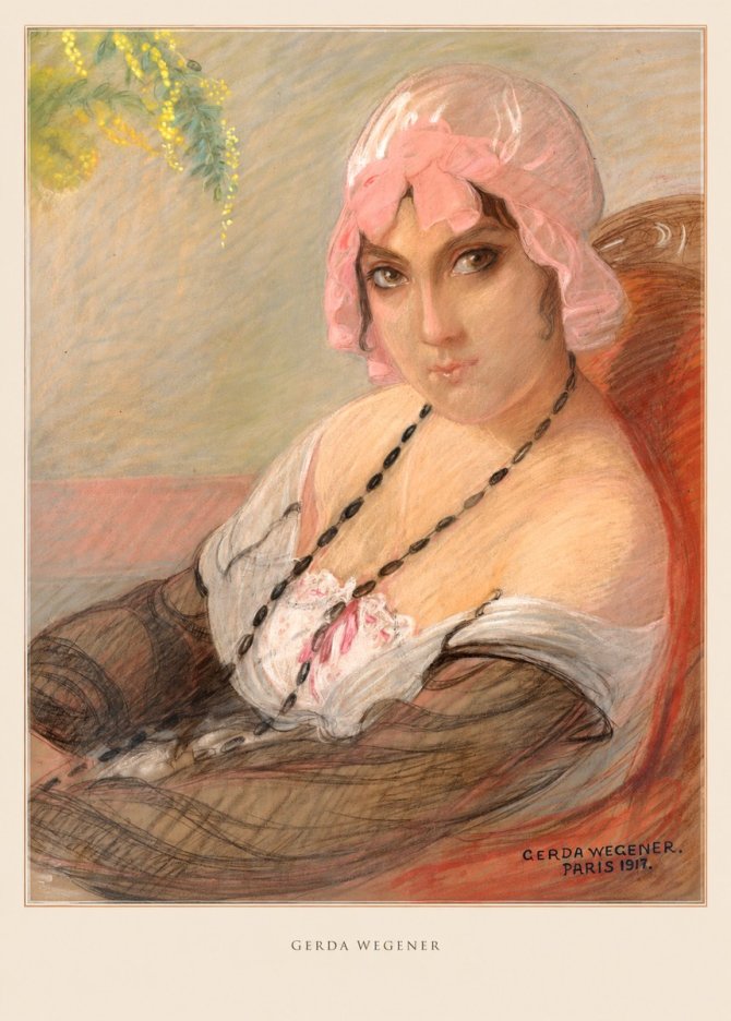 Gerda Wegener Woman in a Pink Bonnet No6 - Poszter