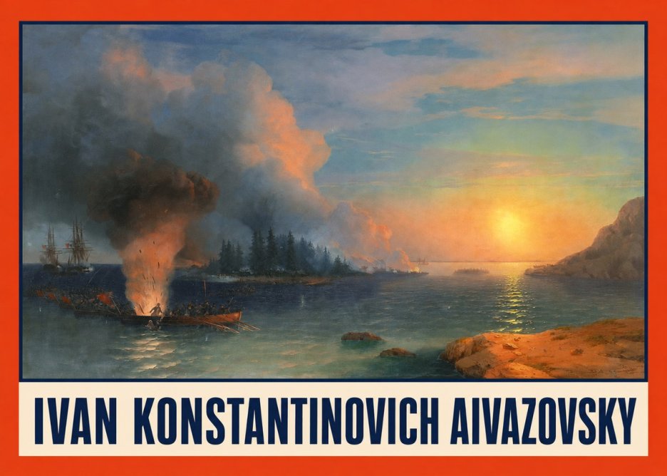 Ivan Konstantinovich Aivazovsky Battle of Chesma No2 - Poszter