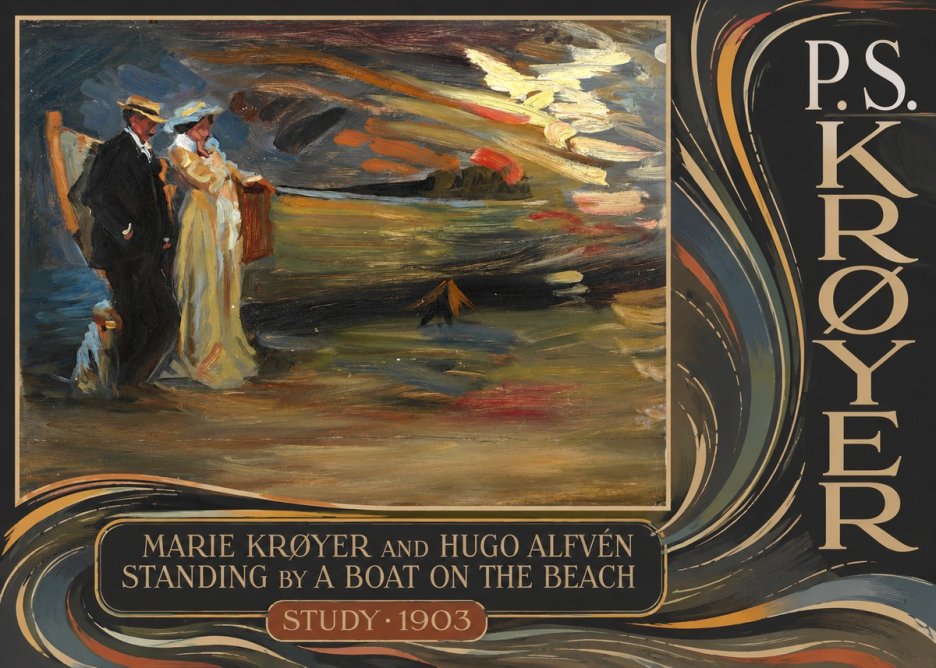 P.S. Krøyer Marie Krøyer and Hugo Alfvén Standing by a Boat on the Beach - Study · 1903 No6 - Poszter