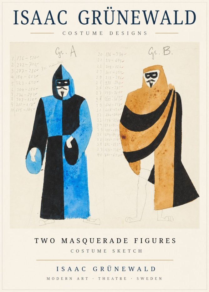 Isaac Grünewald Two Masquerade Figures - Costume Sketch No1 - Poszter