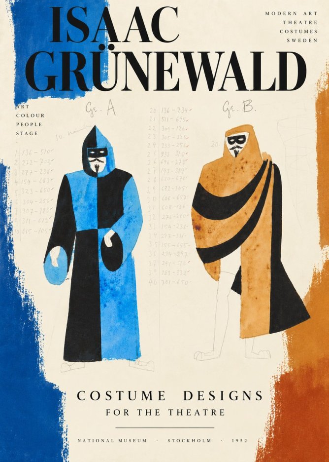 Isaac Grünewald Two Masquerade Figures - Costume Sketch No4 - Poszter