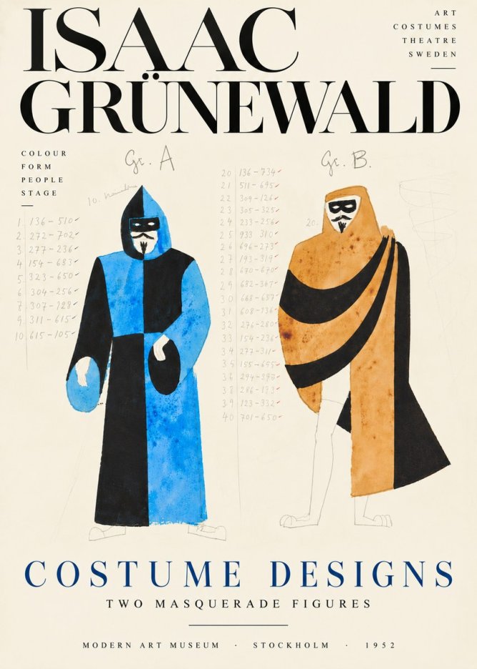 Isaac Grünewald Two Masquerade Figures - Costume Sketch No6 - Poszter