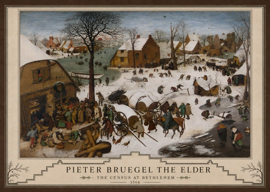 Pieter Bruegel The Census at Bethlehem IV No3 - Poszter