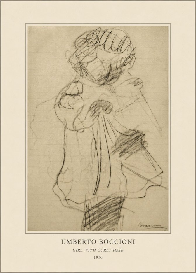 Umberto Boccioni Girl with Curly Hair No4 - Poszter