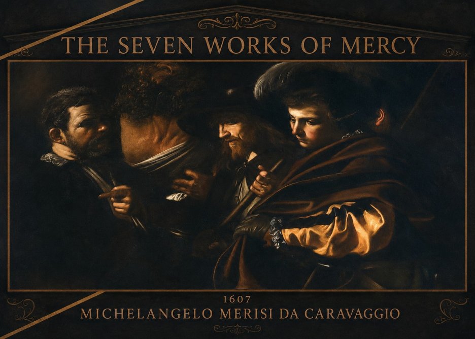 Michelangelo Merisi da Caravaggio The Seven Works of Mercy VI No3 - Poszter