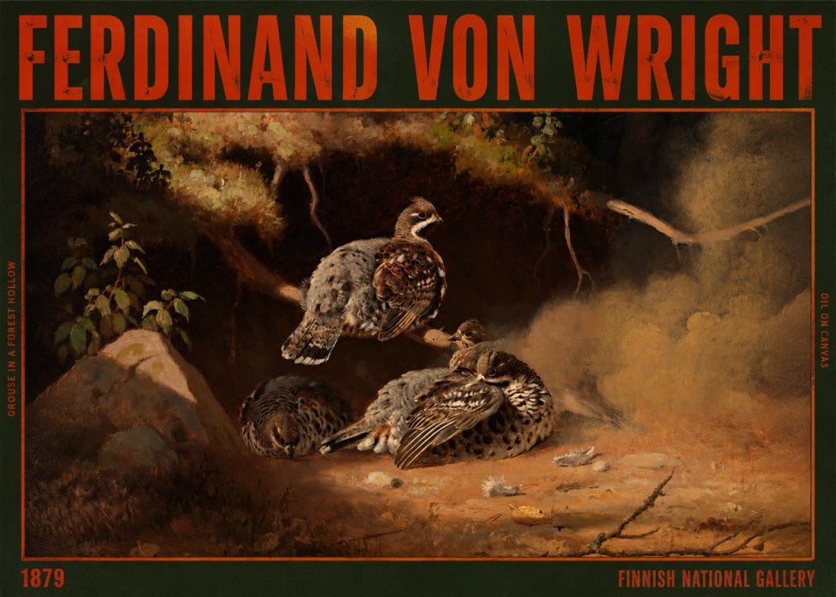 Ferdinand von Wright Grouse in a Forest Hollow No2 - Poszter