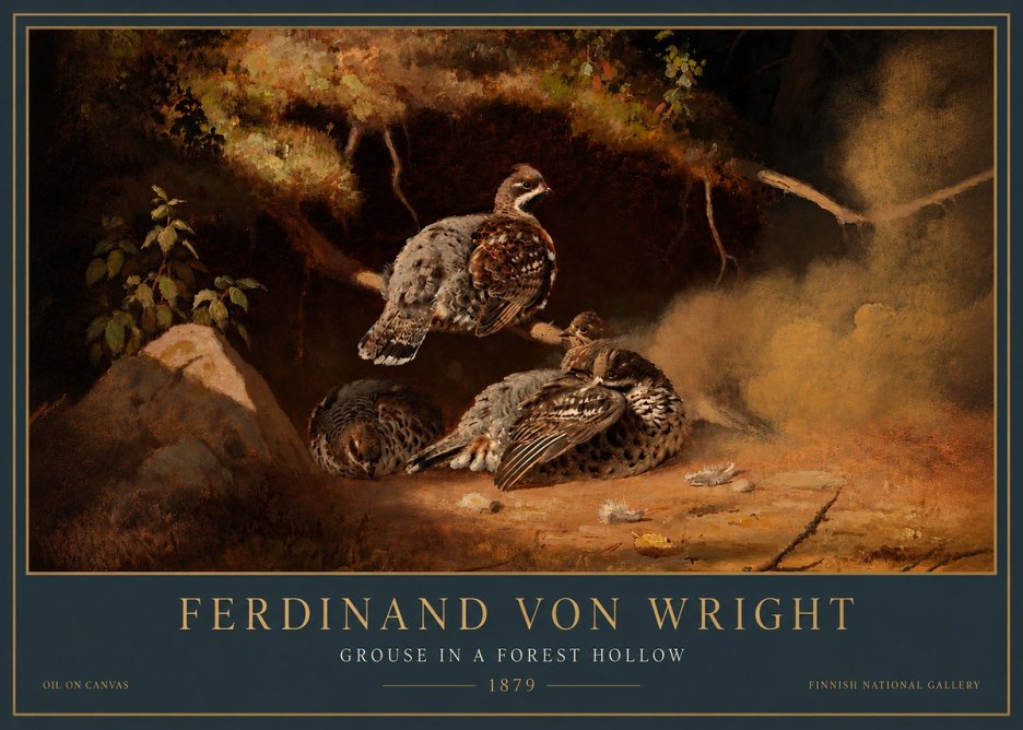Ferdinand von Wright Grouse in a Forest Hollow No5 - Poszter