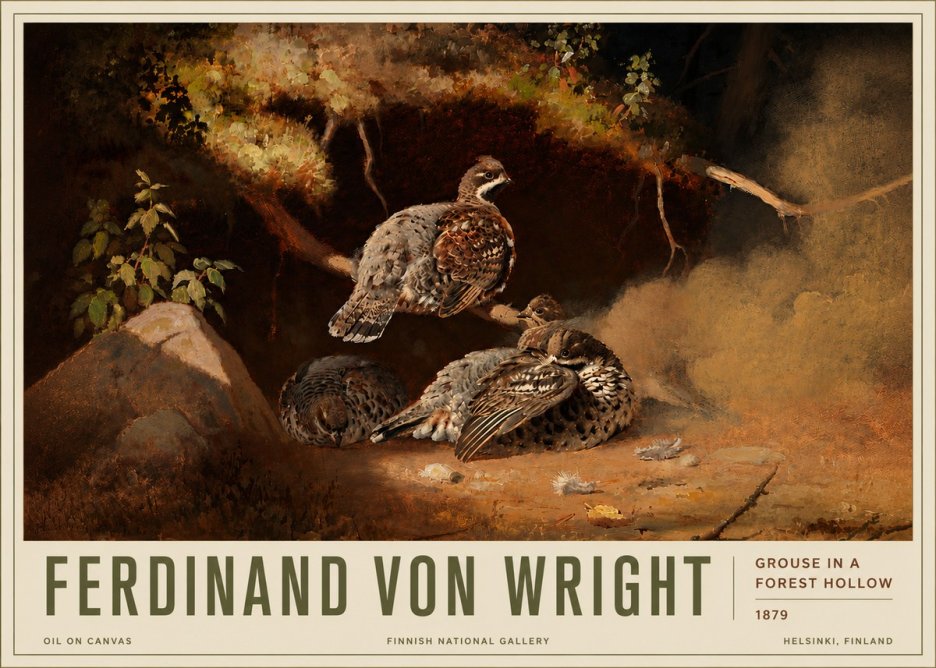 Ferdinand von Wright Grouse in a Forest Hollow No6 - Poszter