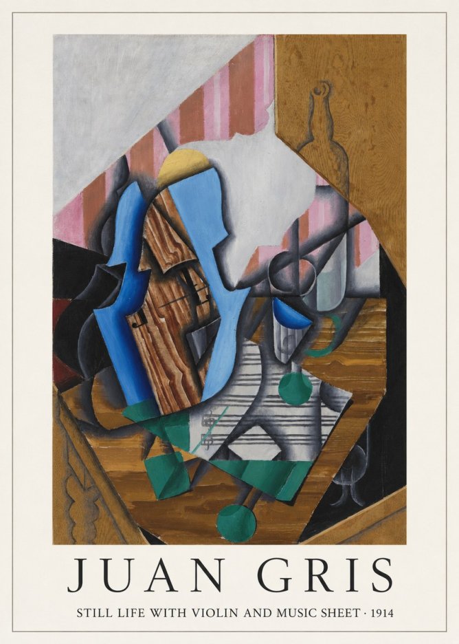 Juan Gris Still Life with Violin and Music Sheet No3 - Poszter