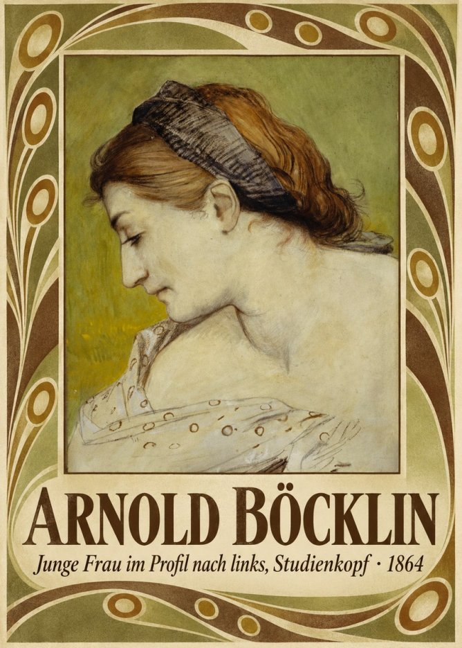 Arnold Böcklin Junge Frau Im Profil Nach Links, Studienkopf No5 - Poszter
