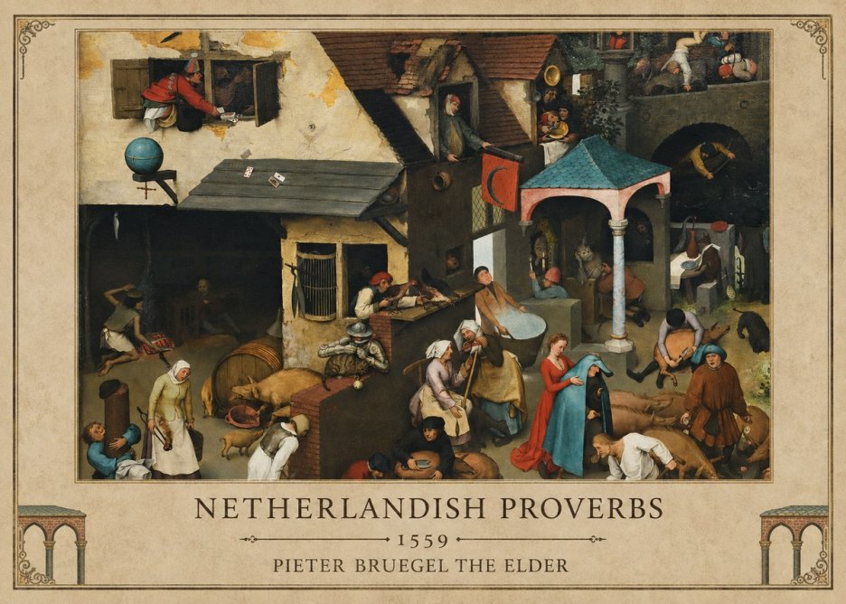 Pieter Bruegel Netherlandish Proverbs VII No1 - Poszter