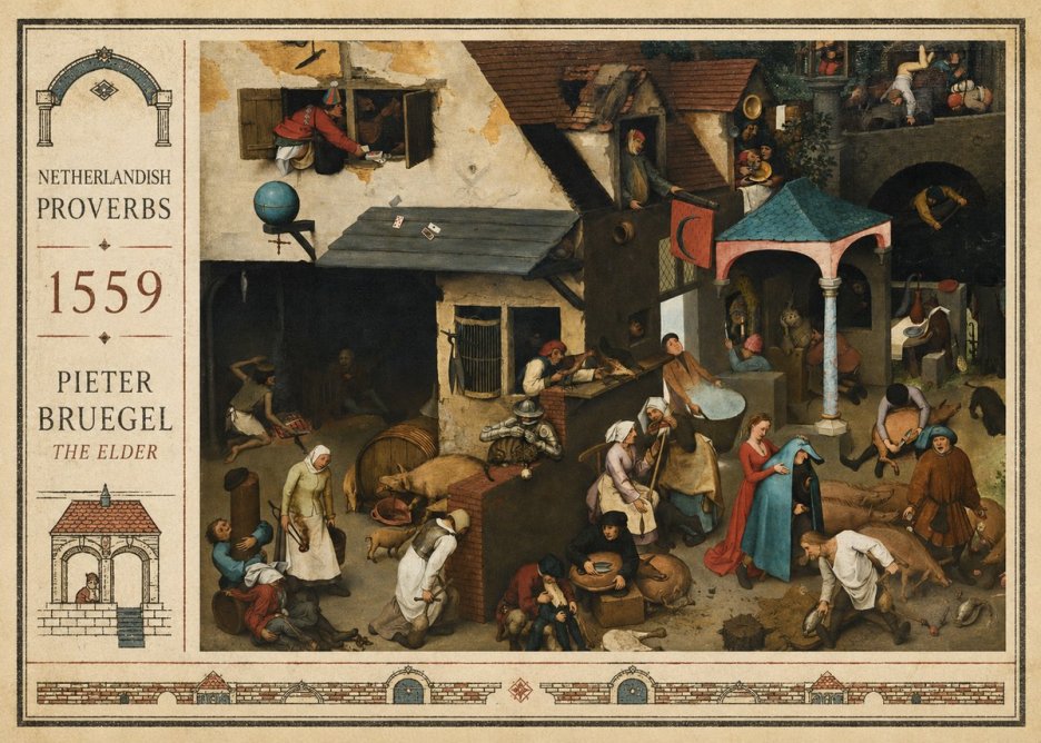 Pieter Bruegel Netherlandish Proverbs VII No2 - Poszter