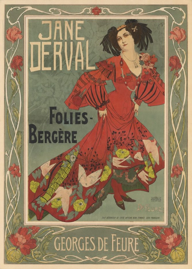 Georges de Feure Jane Derval - Folies-bergère II No1 - Poszter