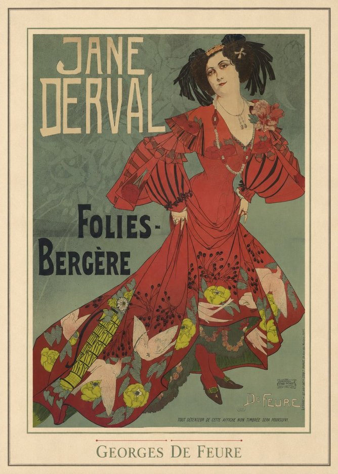 Georges de Feure Jane Derval - Folies-bergère II No3 - Poszter