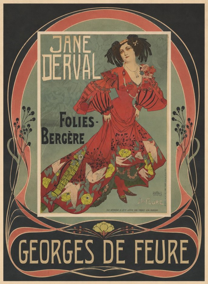 Georges de Feure Jane Derval - Folies-bergère II No4 - Poszter