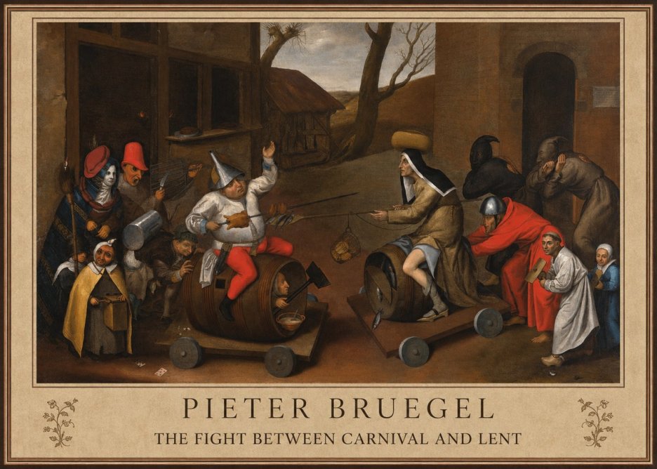 Pieter Bruegel The Fight Between Carnival and Lent IV No1 - Poszter