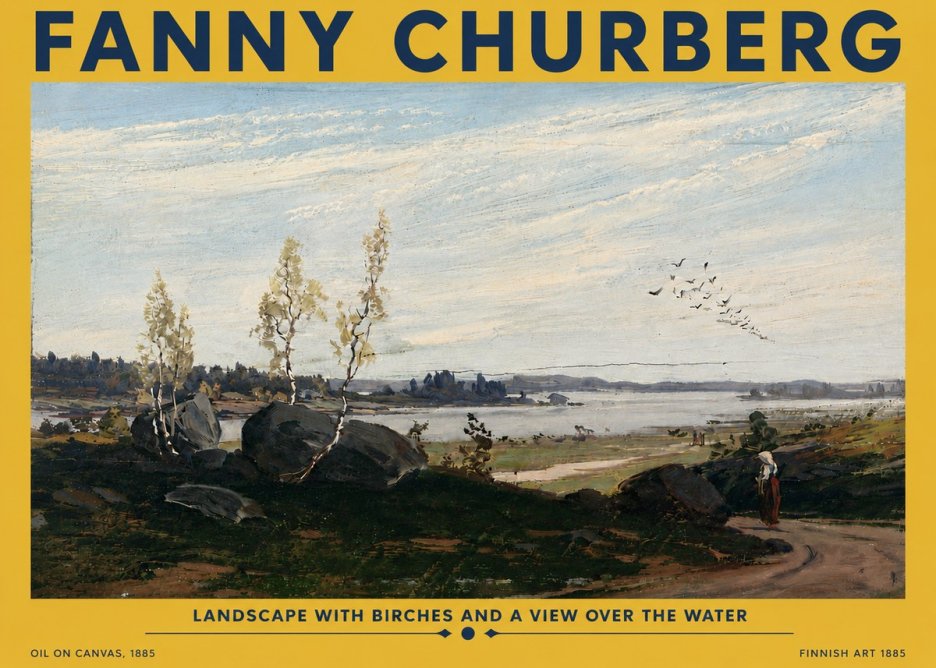 Fanny Churberg Landscape with Birches and a View over the Water No5 - Poszter