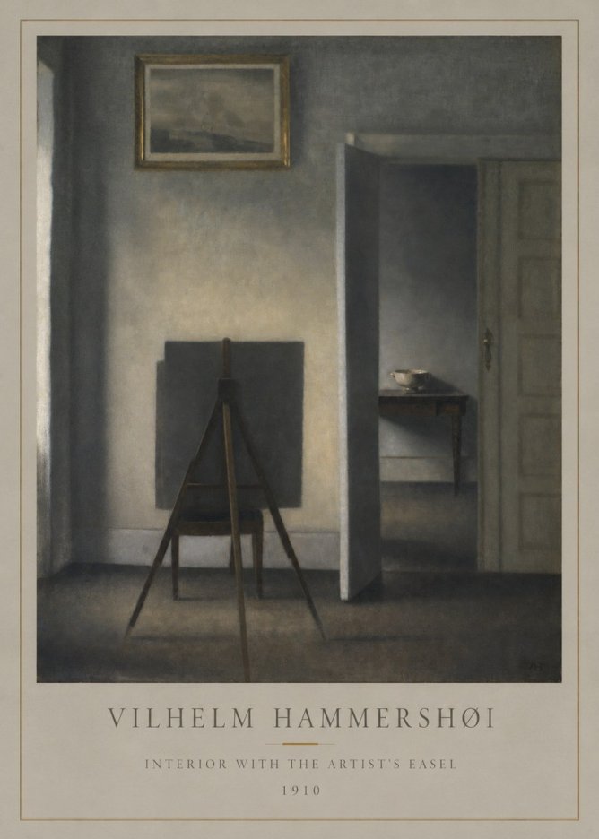 Vilhelm Hammershøi Interior with the Artist's Easel II No1 - Poszter