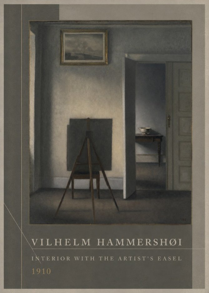 Vilhelm Hammershøi Interior with the Artist's Easel II No2 - Poszter