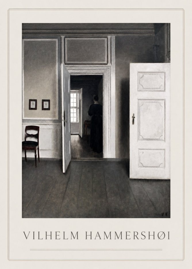 Vilhelm Hammershøi Interior with a Woman Seen from Behind No1 - Poszter
