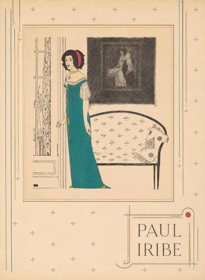Paul Iribe Woman in Teal Gown No3 - Poszter