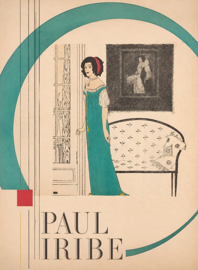Paul Iribe Woman in Teal Gown No6 - Poszter