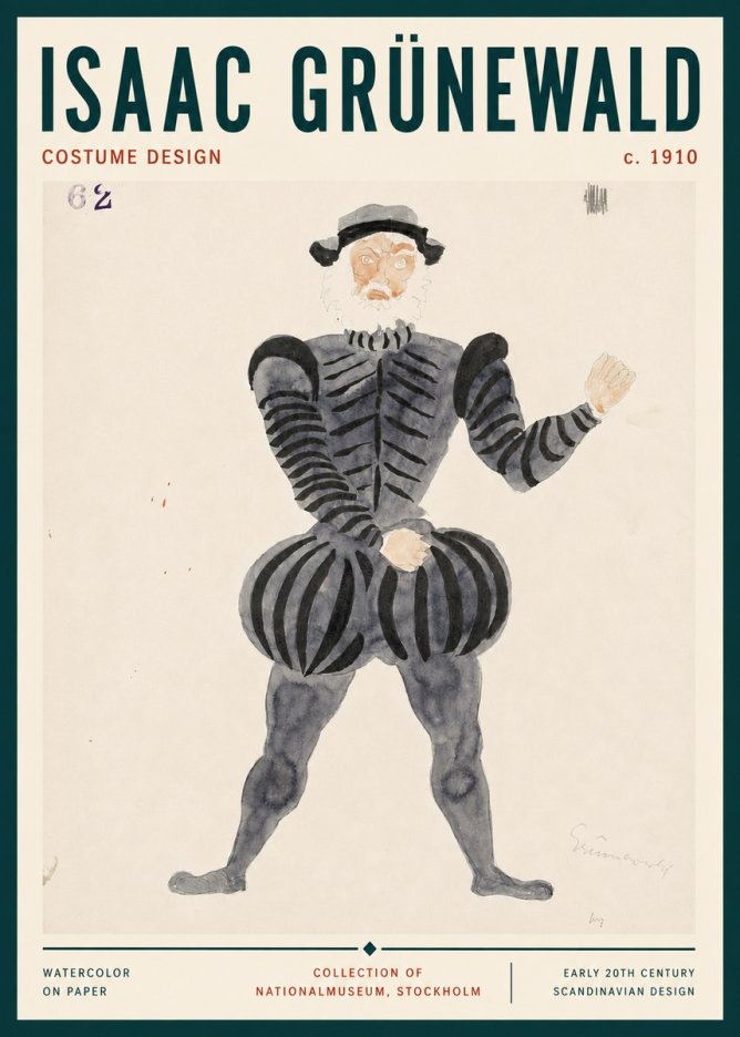 Isaac Grünewald Costume Design C. 1910 No3 - Poszter