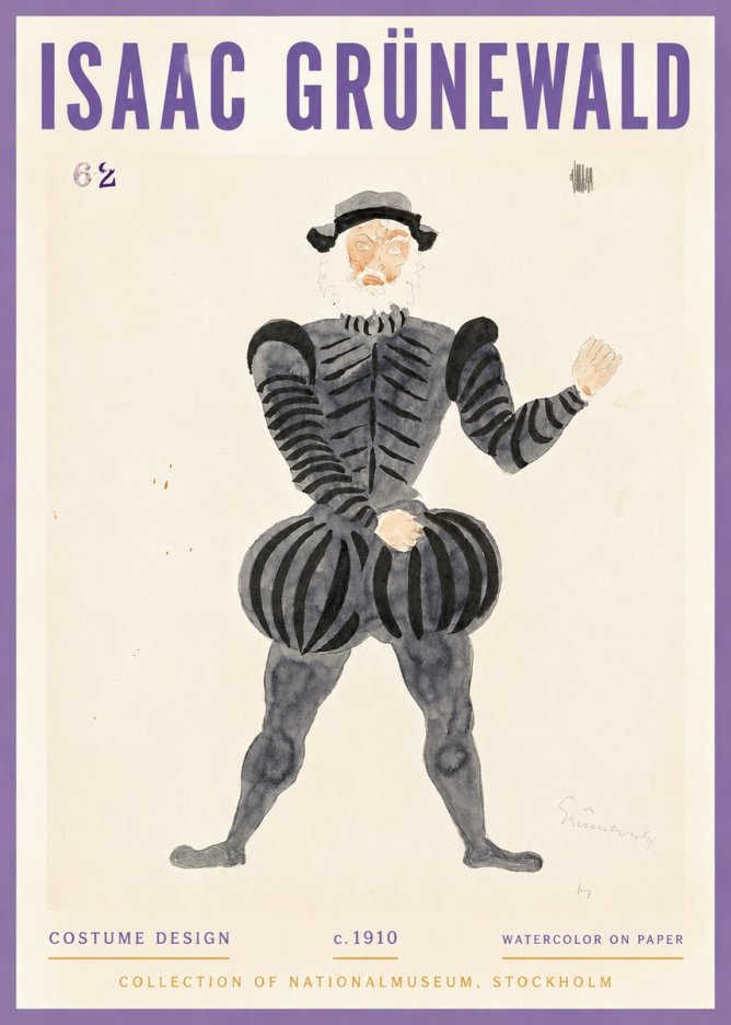 Isaac Grünewald Costume Design C. 1910 No4 - Poszter
