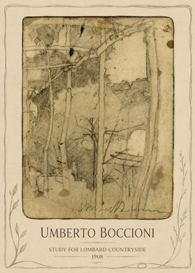 Umberto Boccioni Study for Lombard Countryside No3 - Poszter