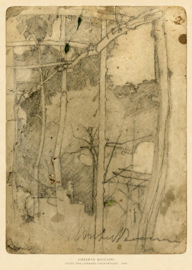 Umberto Boccioni Study for Lombard Countryside No6 - Poszter