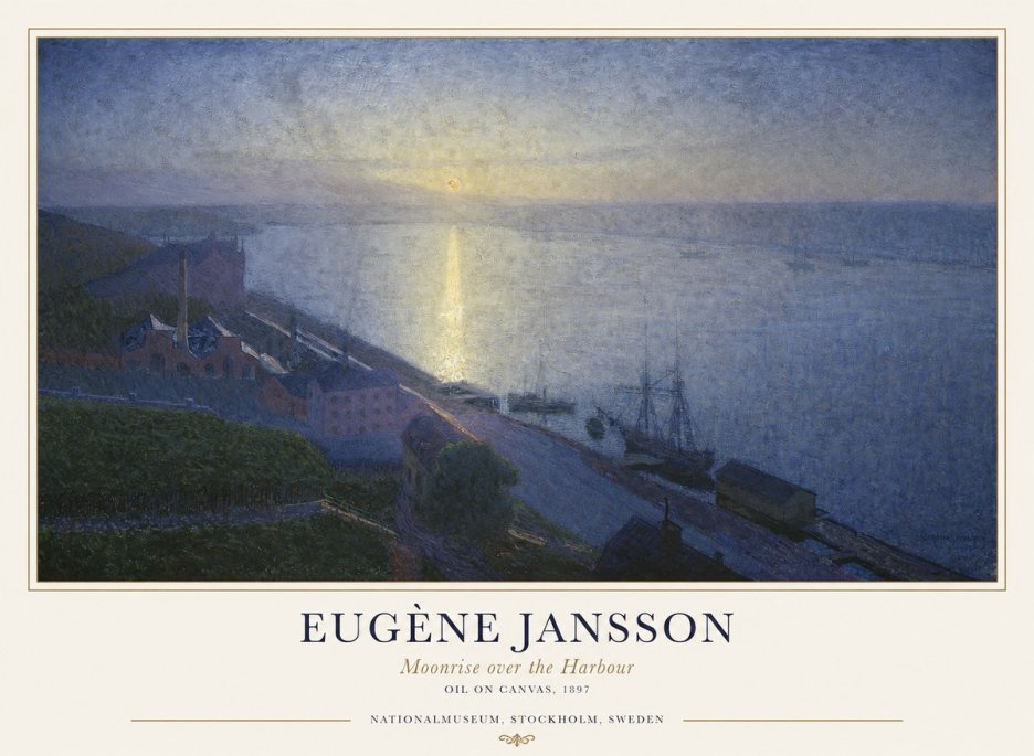 Eugène Jansson Moonrise over the Harbour No1 - Poszter