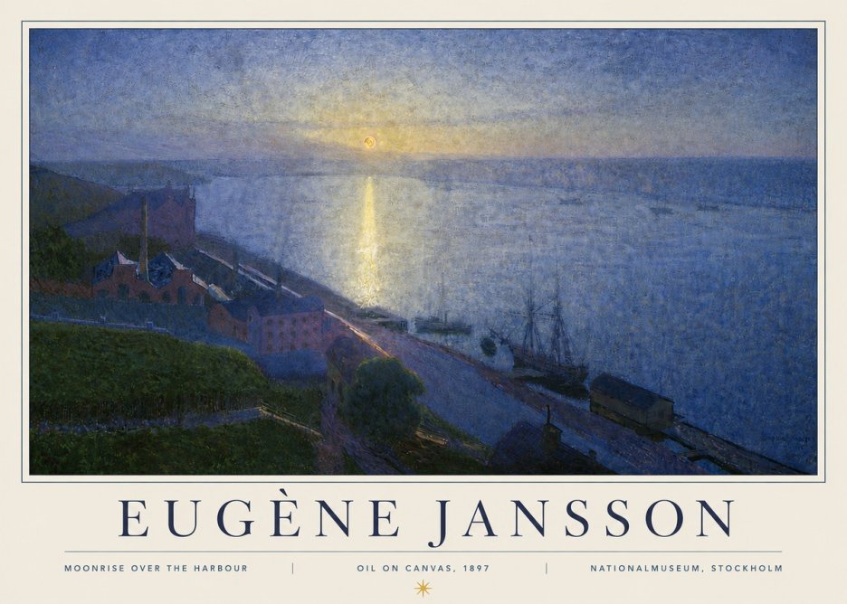 Eugène Jansson Moonrise over the Harbour No4 - Poszter