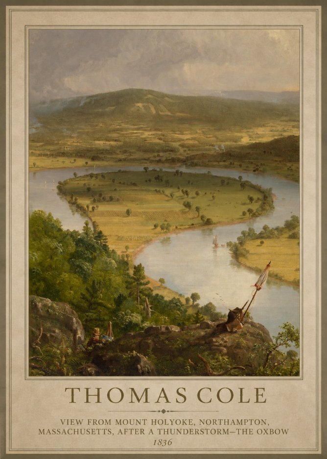 Thomas Cole View from Mount Holyoke, Northampton, Massachusetts, After a Thunderstorm—the Oxbow III No1 - Poszter